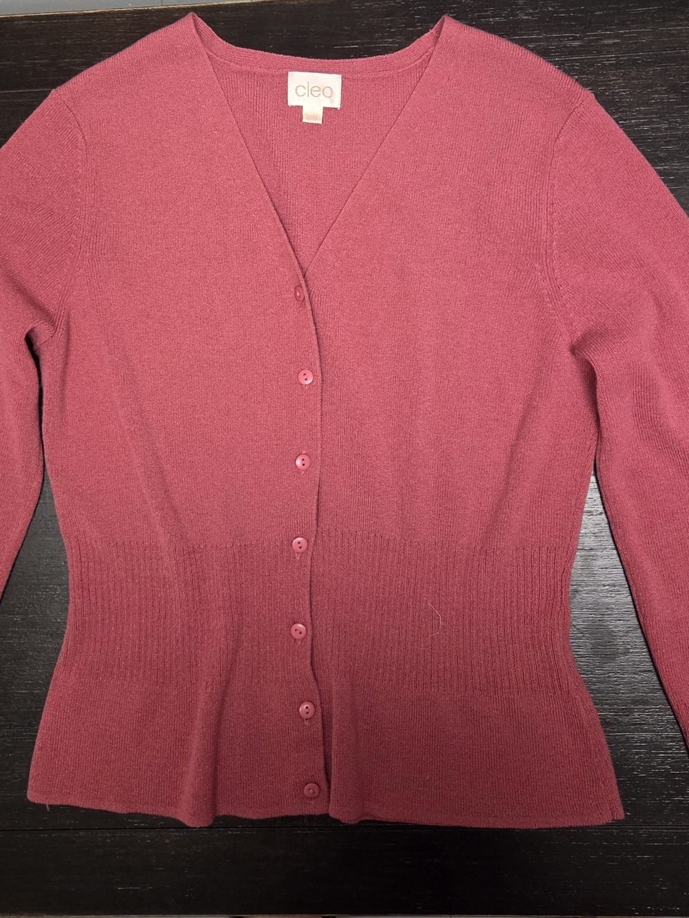 cleo Rose Button-Front V-Neck Knit Cardigan